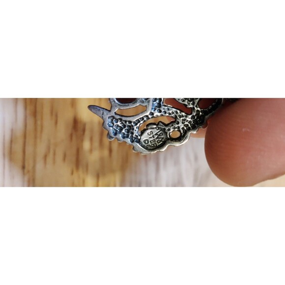 VTG WM 925 Sterling Silver Native Style Grape Vine With Amethyst Stone Earrings - Picture 4 of 5